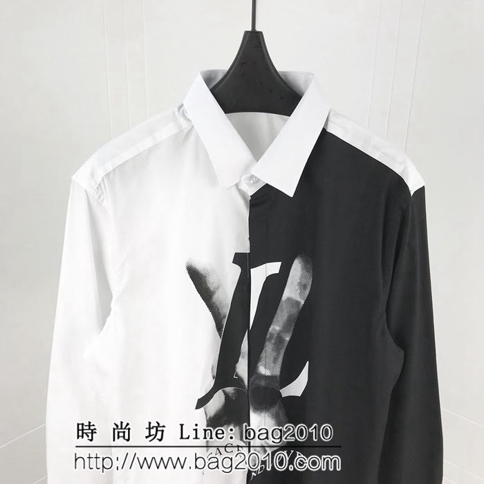 LV路易威登 18FW秋冬新款 黑白陰陽定位 手指LOGO 襯衫 原版精梳棉混紡面料 上身完美 男女同款 ydi2579